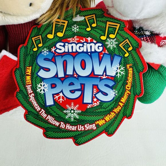 Singing Snow Pets Animated Musical Plush Dog Cat We Wish You Merry Christmas New - Picture 4 of 9